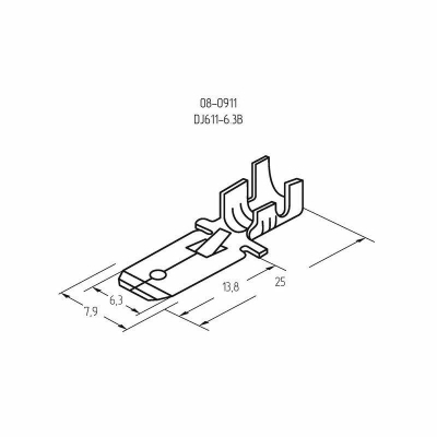 Клемма плоская (штекер-6.3мм) 1-1.5кв.мм (DJ611-6.3B) 08-0911