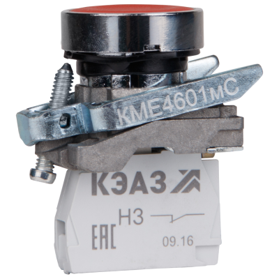 Кнопка КМЕ4601мС-красный-0но+1нз-цилиндр-IP65- 248261