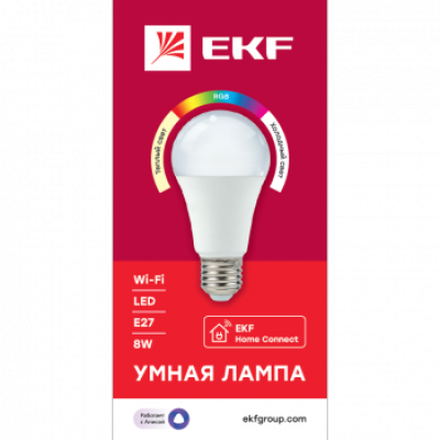 Лампа светодиодная Умная Connect 8Вт WIFI RGBW E27 slwf-e27-rgbw